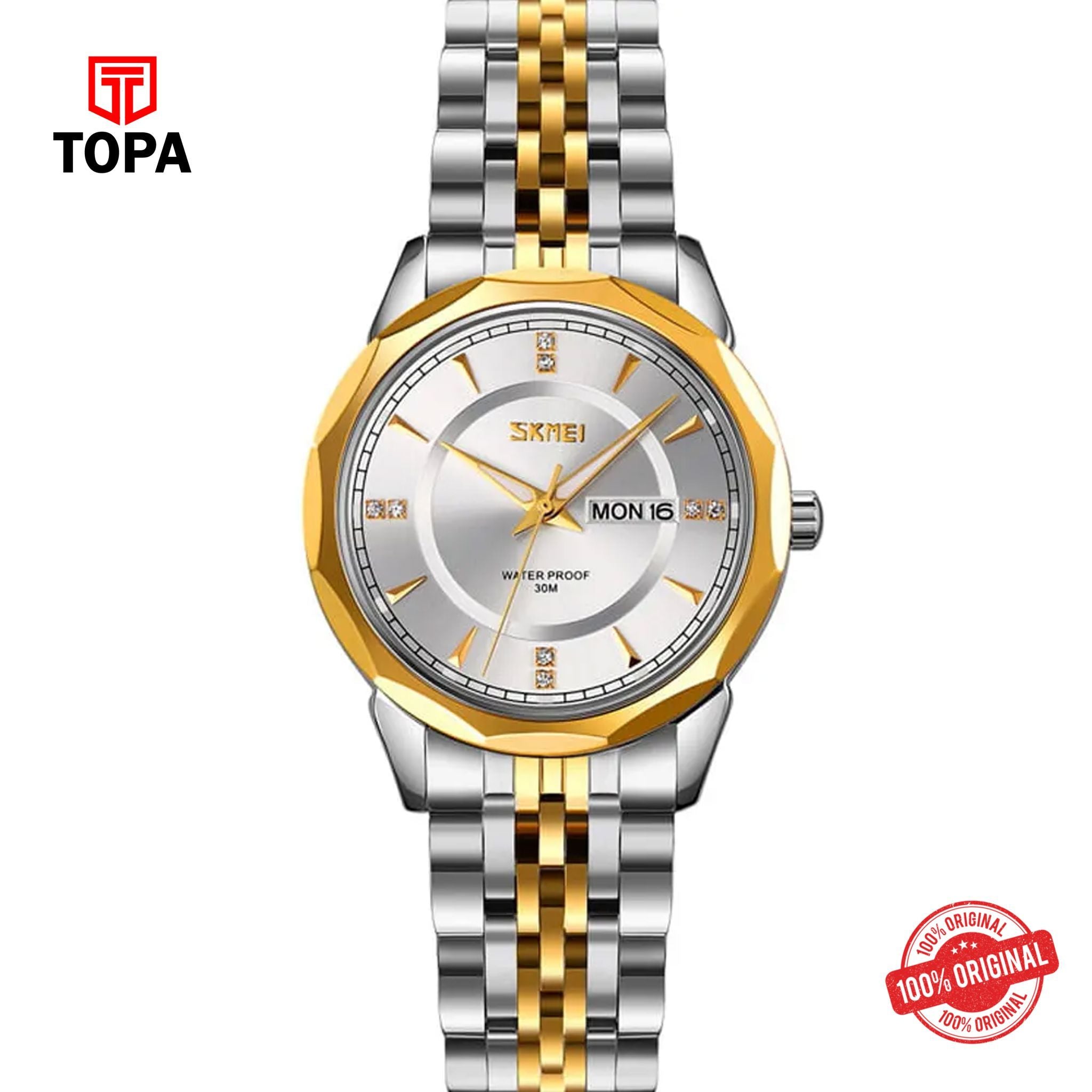Topa Skmei-9264-TTGLD-WHT-Metal-Band-Women-Watch - Product Image 1