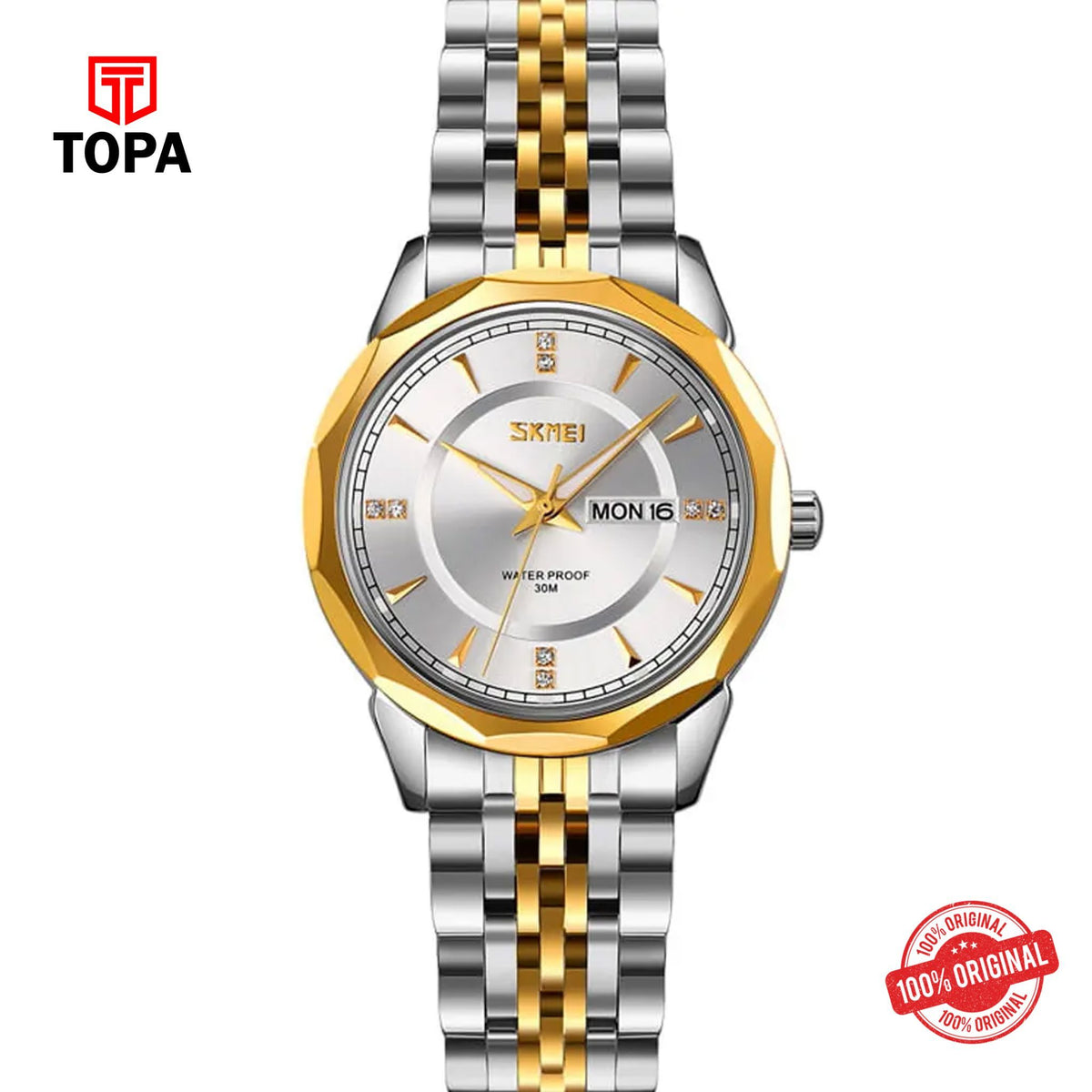 Topa Skmei-9264-TTGLD-WHT-Metal-Band-Women-Watch - Product Image 1