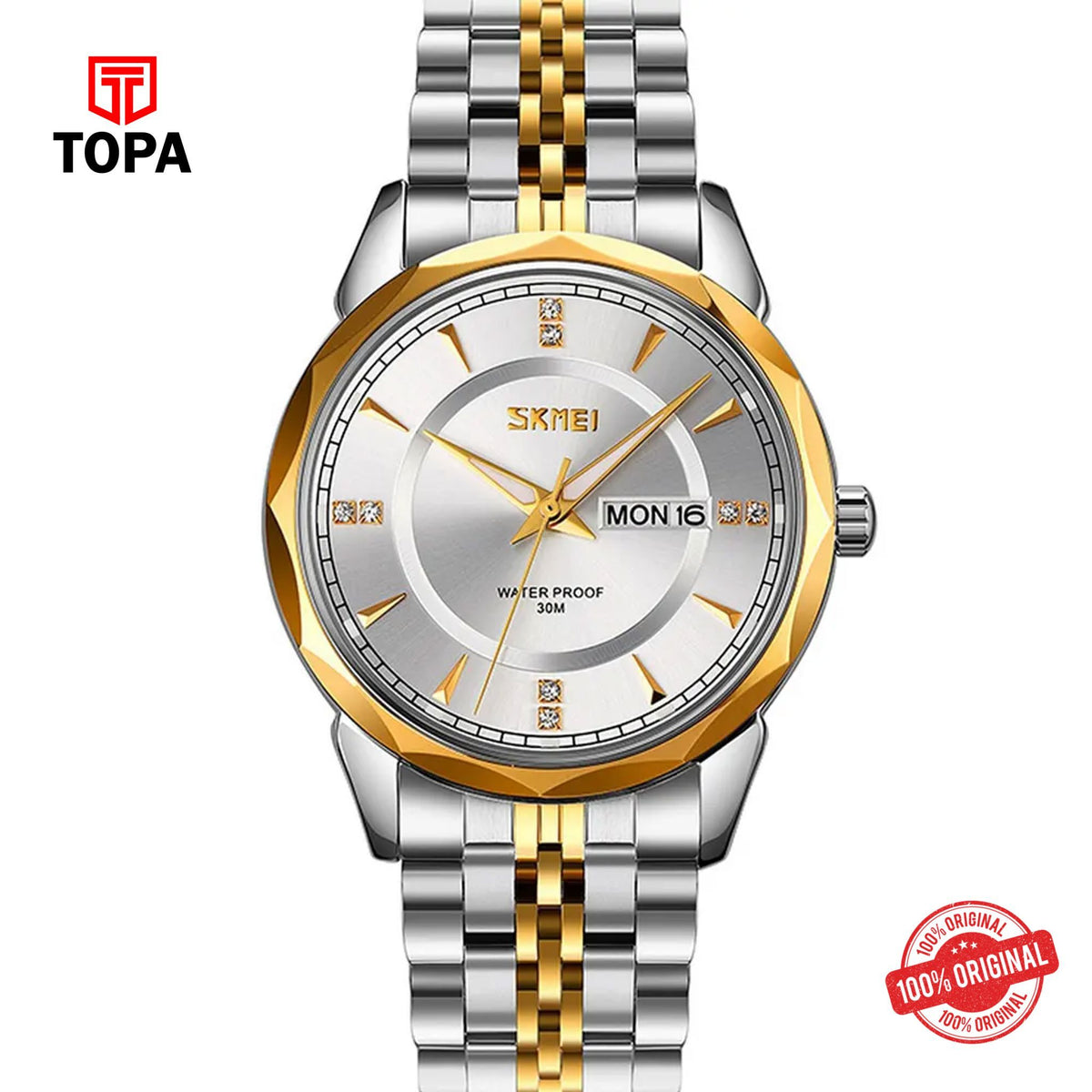 Topa Skmei-9268-G-T.TGLD-WHT-Metal-Band-Men-Watch - Product Image 1