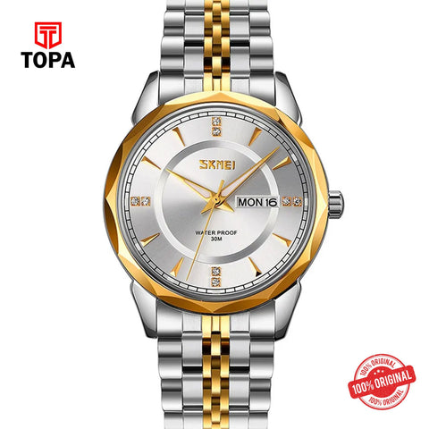 Topa Skmei-9268-G-T.TGLD-WHT-Metal-Band-Men-Watch - Product Image 1