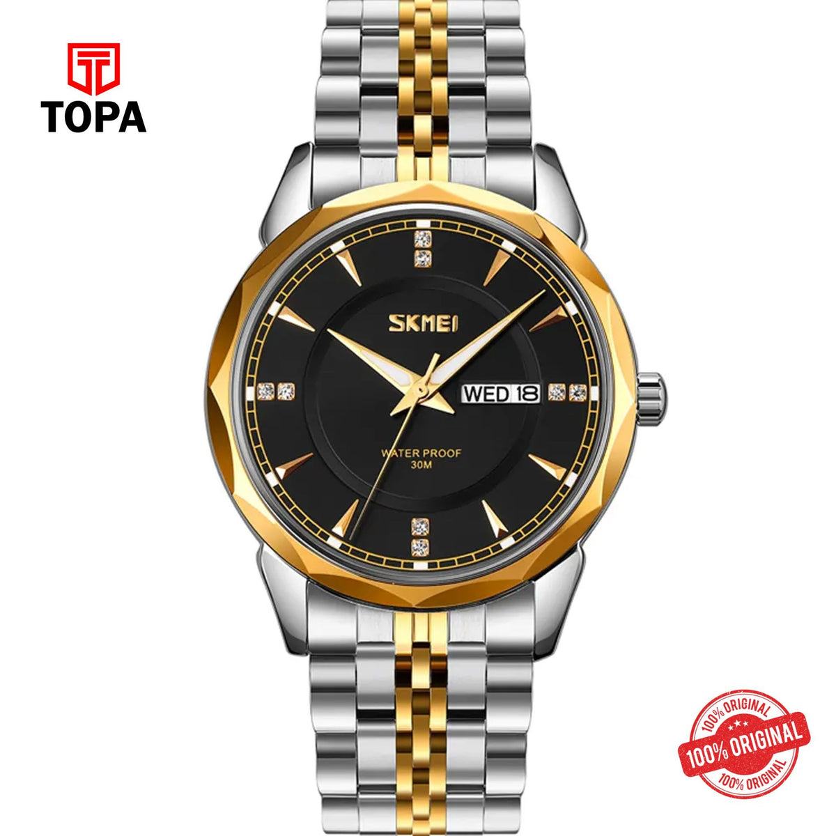 Topa Skmei-9268-TT-BLK-Metal-Band-Men-Watch - Product Image 1