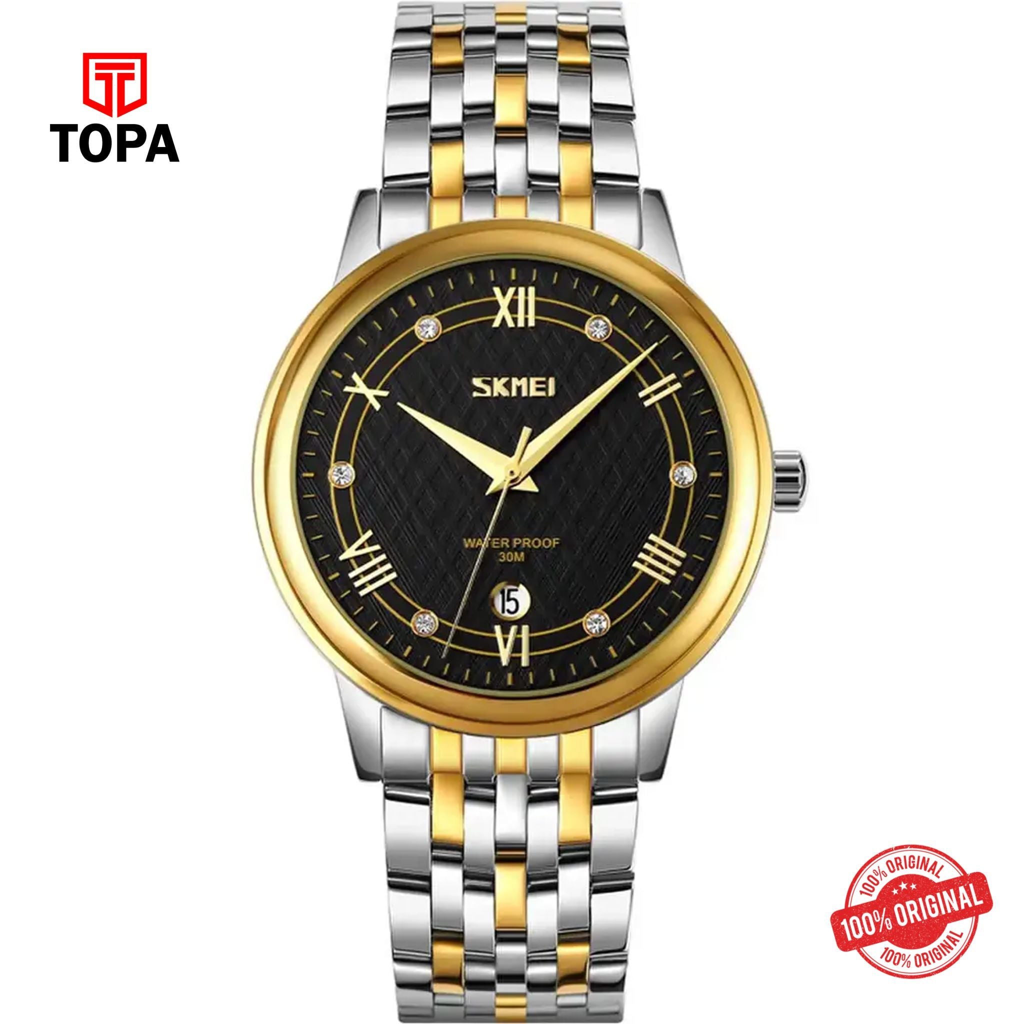 Topa Skmei-9272-TTGLD-BLK-Metal-Band-Men-Watch - Product Image 1