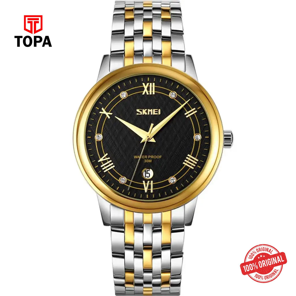 Topa Skmei-9272-TTGLD-BLK-Metal-Band-Men-Watch - Product Image 1