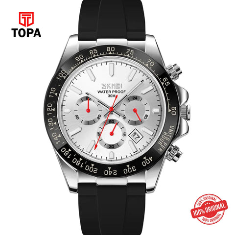Topa Skmei-9275-CH-BLK-WHT-Rubber-Band-Men-Watch - Product Image 1