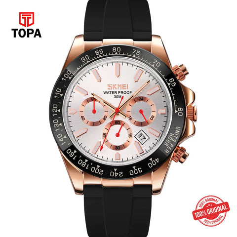Topa Skmei-9275-RS-BLK-WHT-Rubber-Band-Men-Watch - Product Image 1