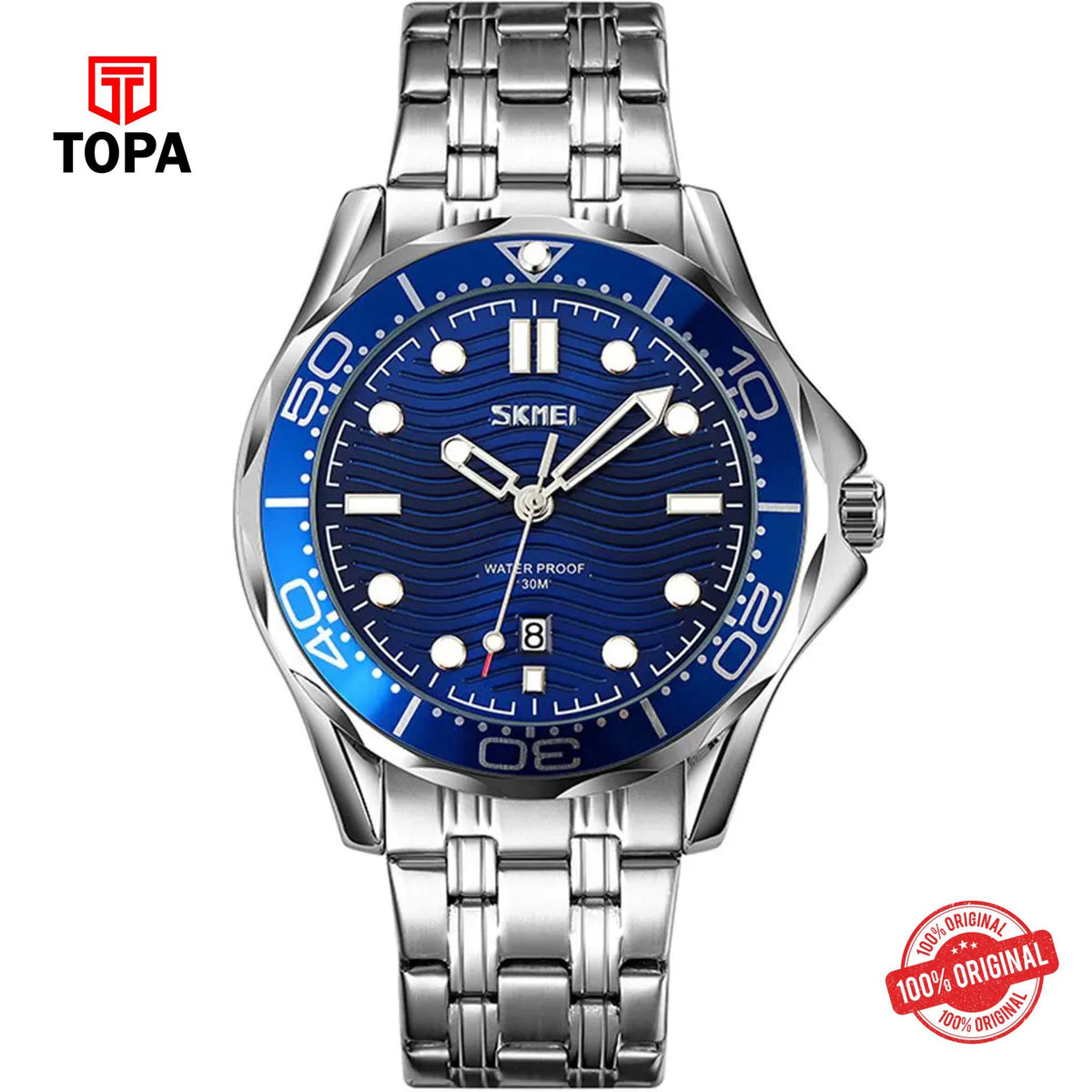 Topa Skmei-9276-CH-BLU-Metal-Band-Men-Watch - Product Image 1