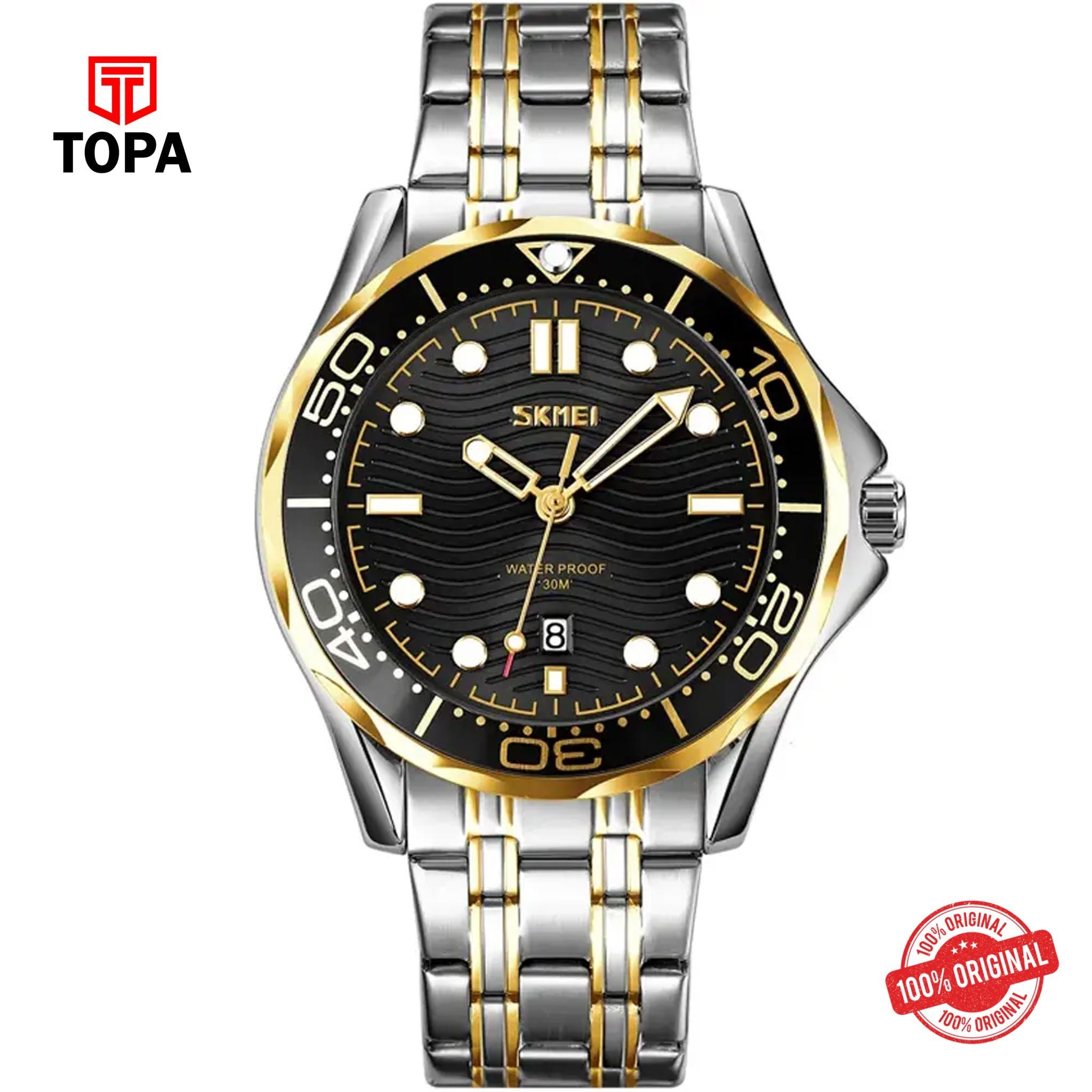Topa Skmei-9276-TTGLD-BLK-Metal-Band-Men-Watch - Product Image 1