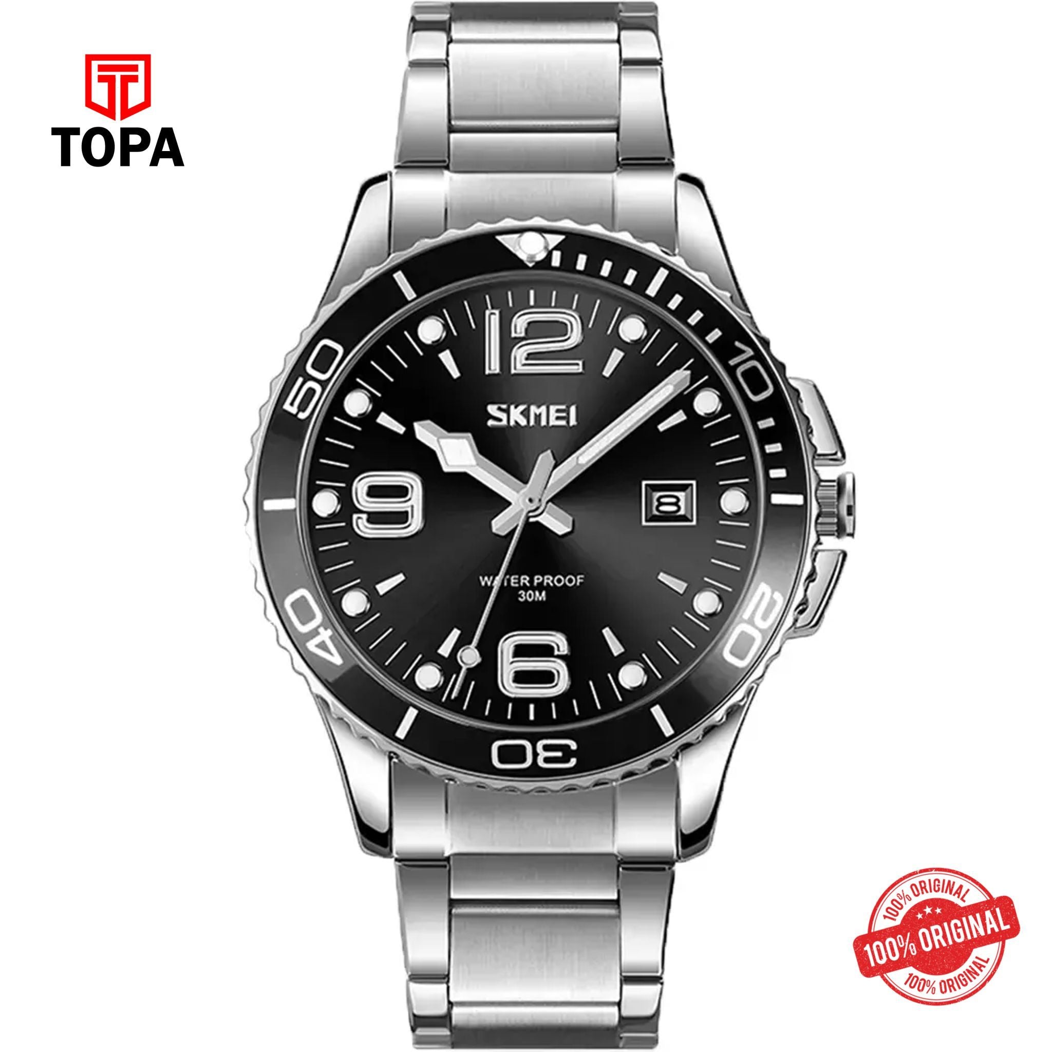 Topa Skmei-9278-G-CH-BLK-Metal-Band-Men-Watch - Product Image 1