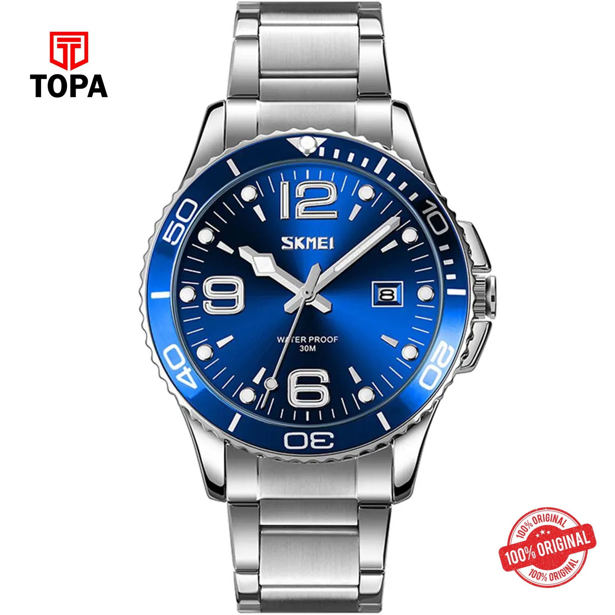 Topa Skmei-9278-G-CH-BLU-Metal-Band-Men-Watch - Product Image 1