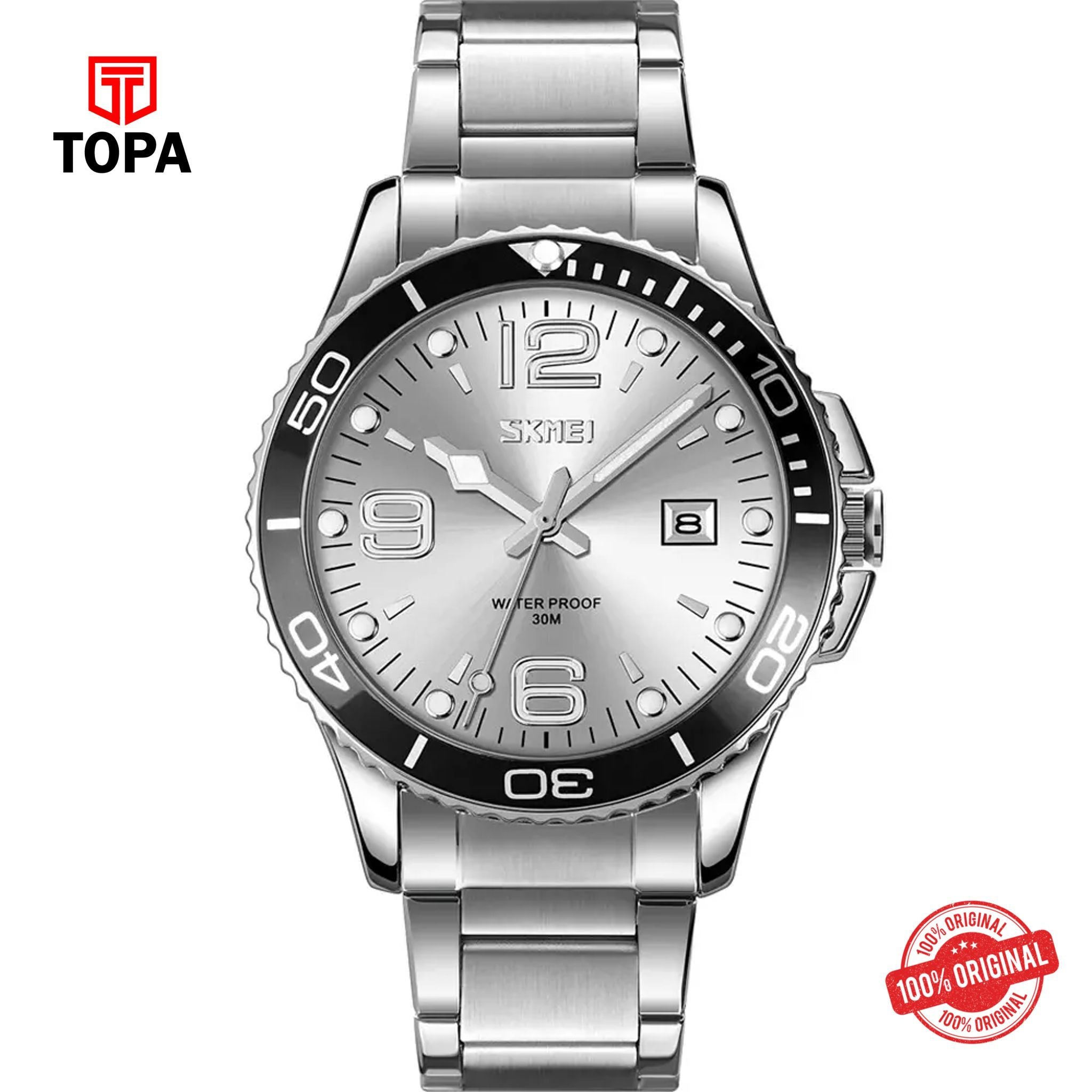 Topa Skmei-9278-G-CH-WHT-Metal-Band-Men-Watch - Product Image 1