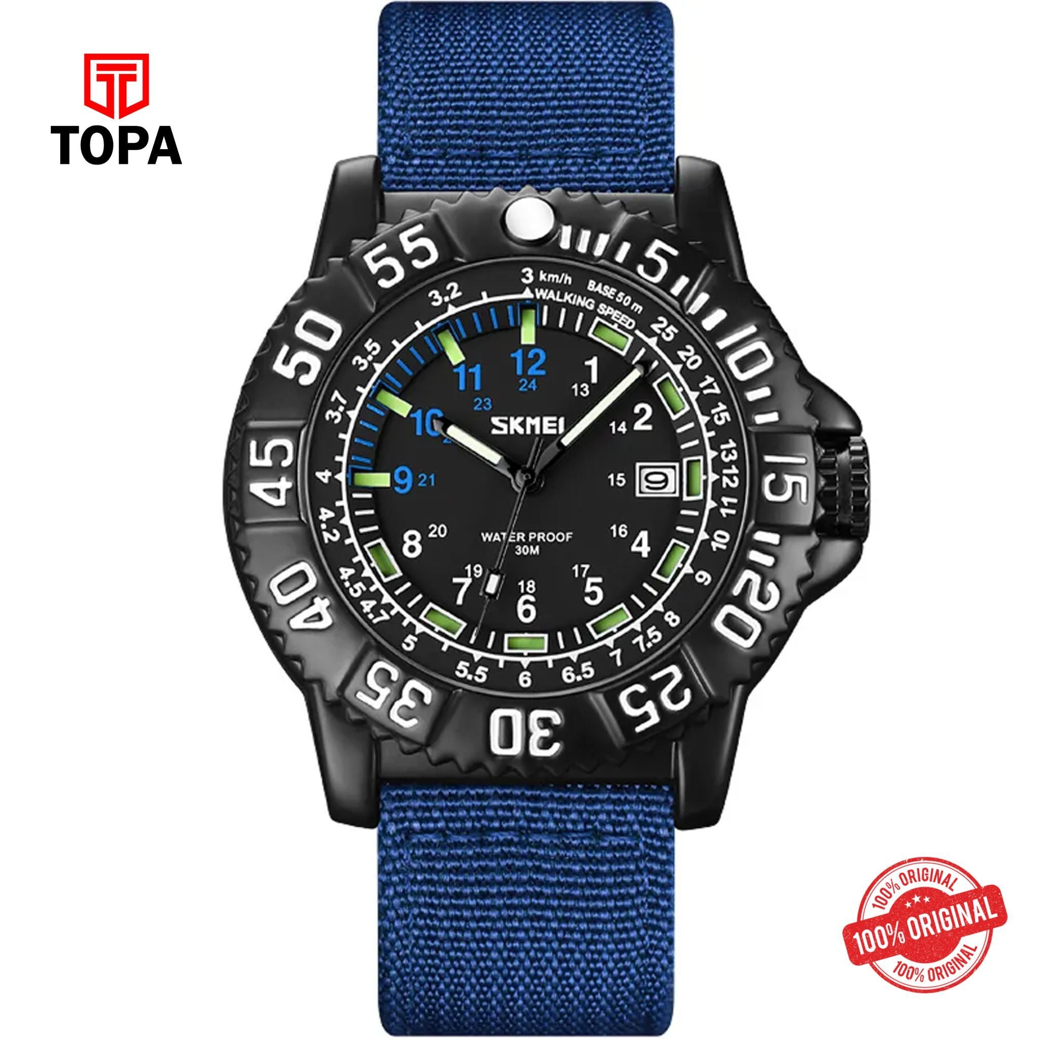 Topa Skmei-9281-BLK-BLU-Nylon-Band-Men-Watch - Product Image 1