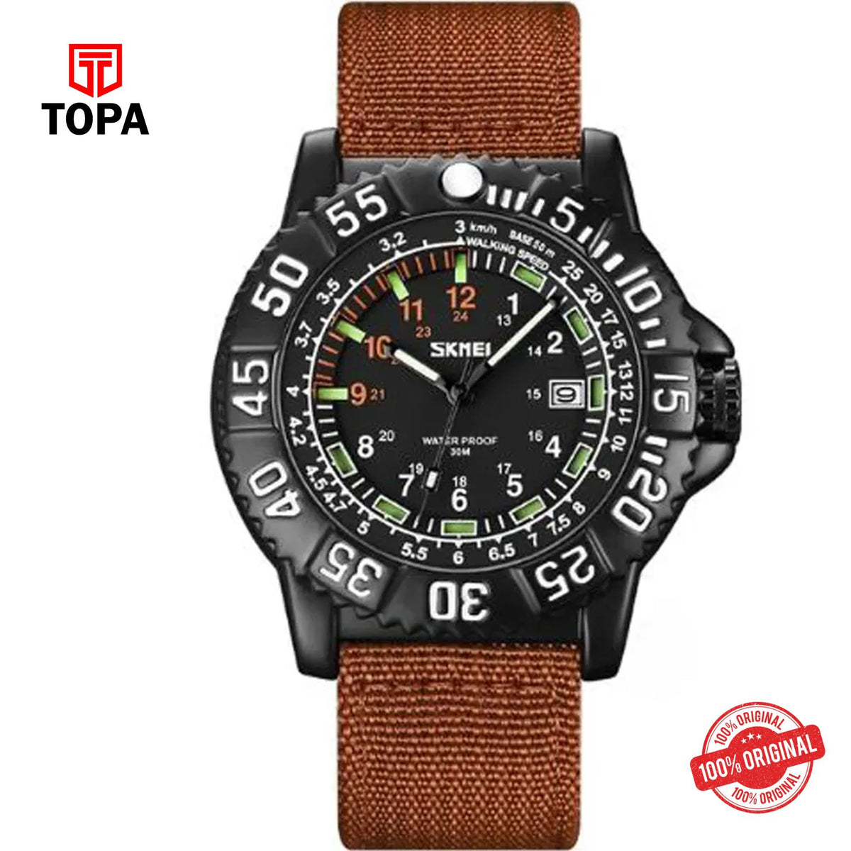 Topa Skmei-9281-BLK-BRN-Nylon-Band-Men-Watch - Product Image 1