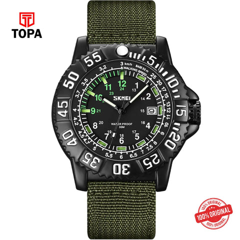 Topa Skmei-9281-BLK-GRN-Nylon-Band-Men-Watch - Product Image 1