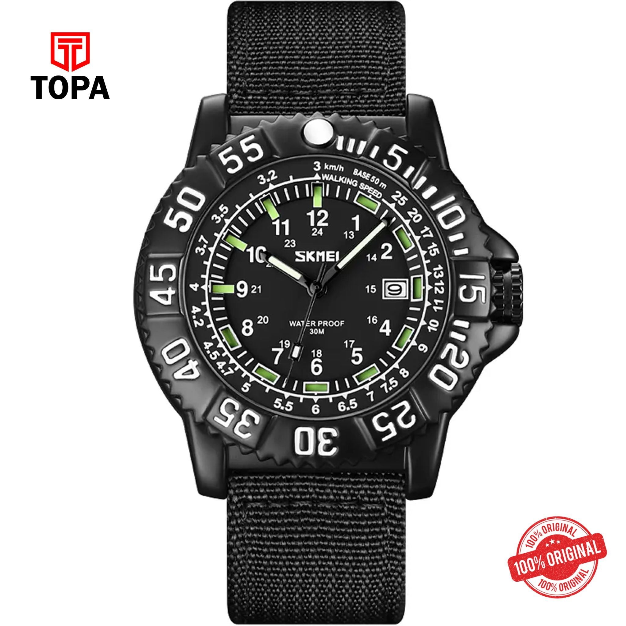 Topa Skmei-9281-BLK-Nylon-Band-Men-Watch - Product Image 1