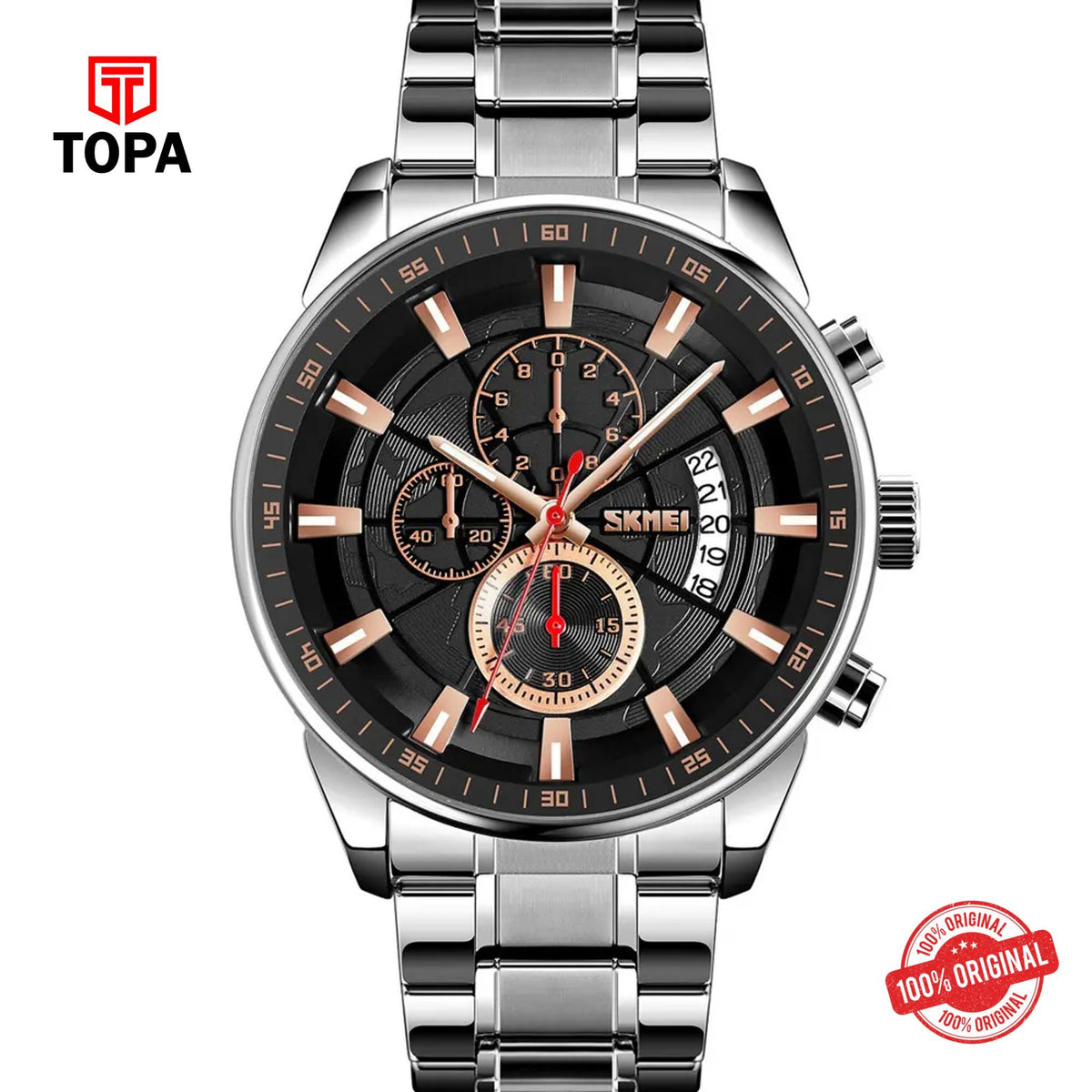 Topa Skmei-9285-G-CH-BLK-Metal-Band-Men-Watch - Product Image 1