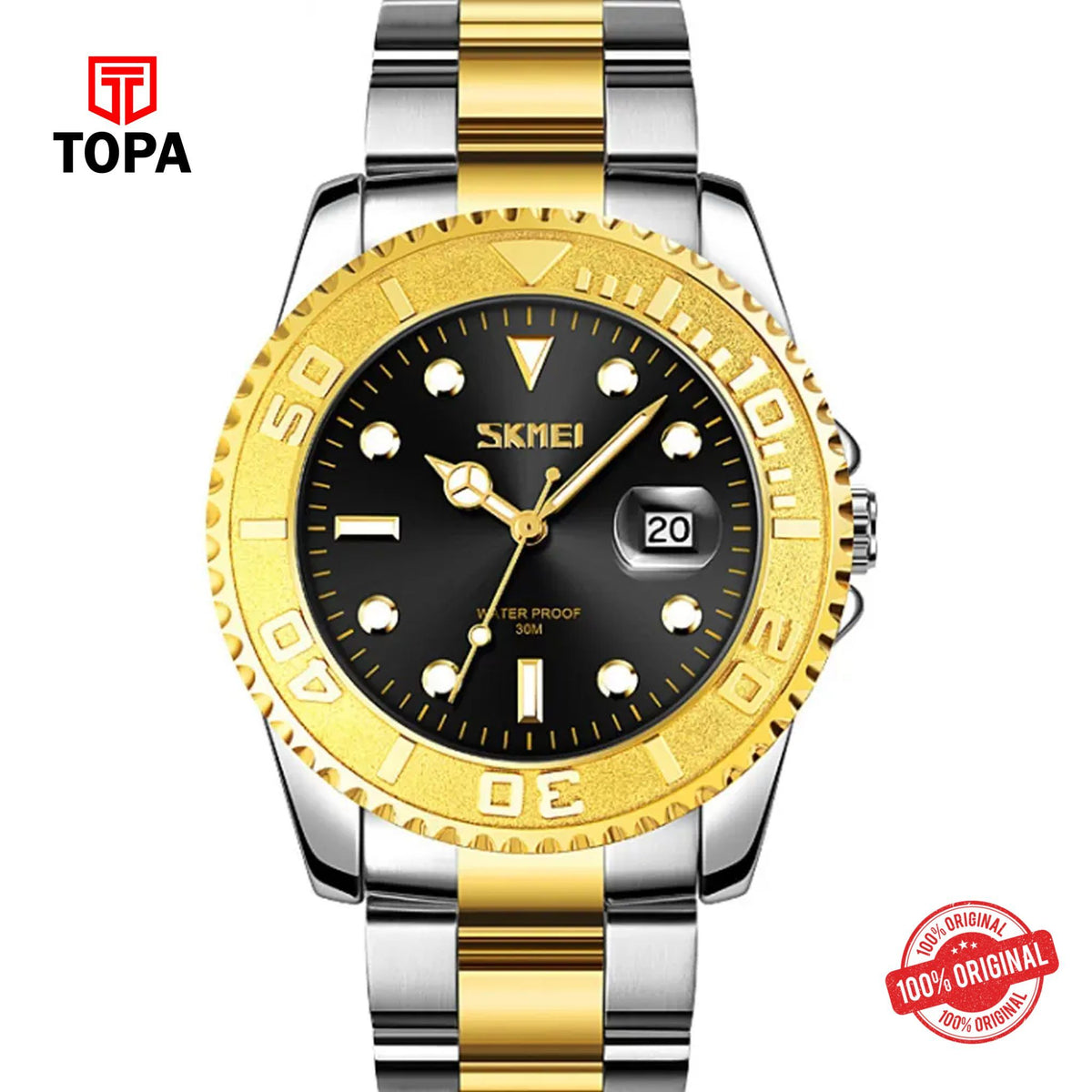 Topa Skmei-9295-TT-BLK-Metal-Band-Men-Watch - Product Image 1