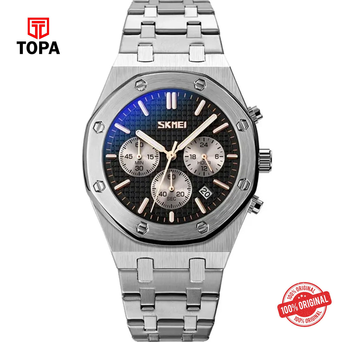 Topa Skmei-9296-CH-BLK-Metal-Band-Men-Watch - Product Image 1
