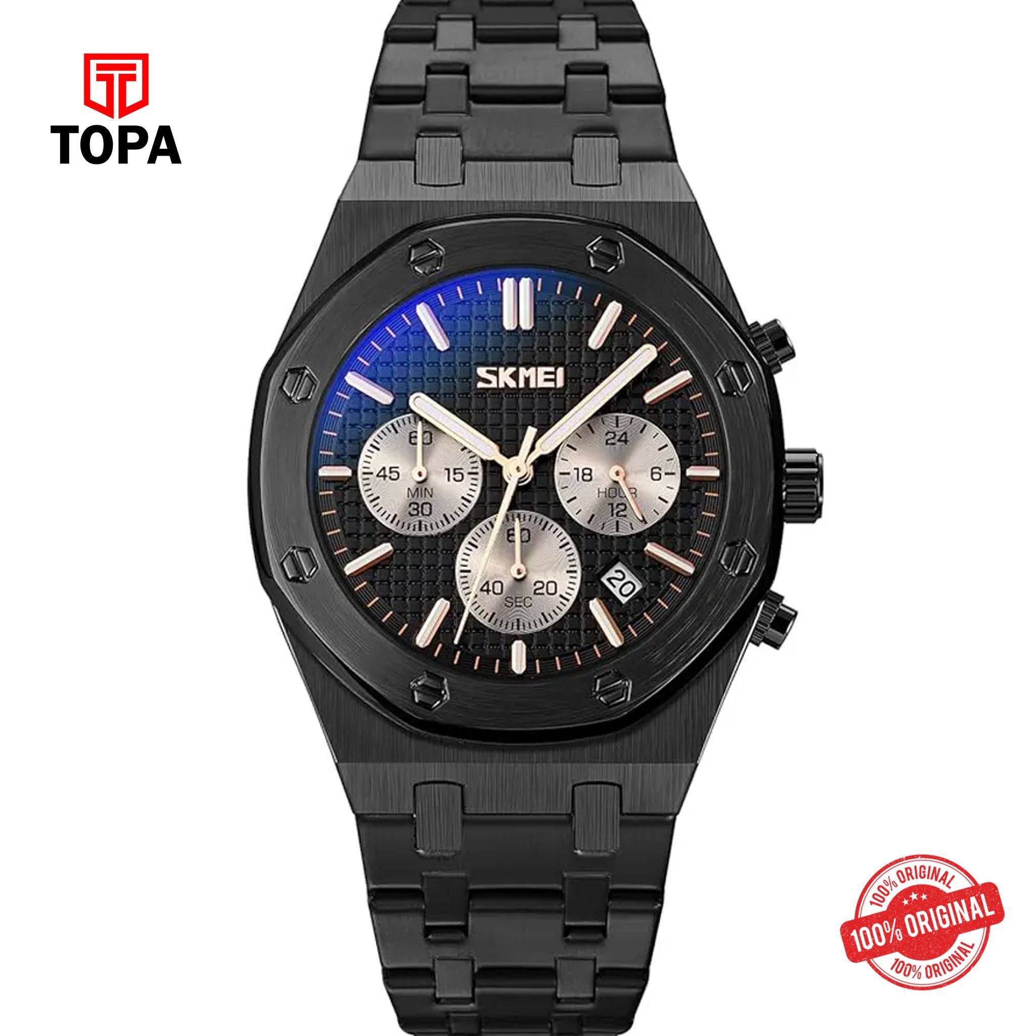 Topa Skmei-9296-G-BLK-Metal-Band-Men-Watch - Product Image 1
