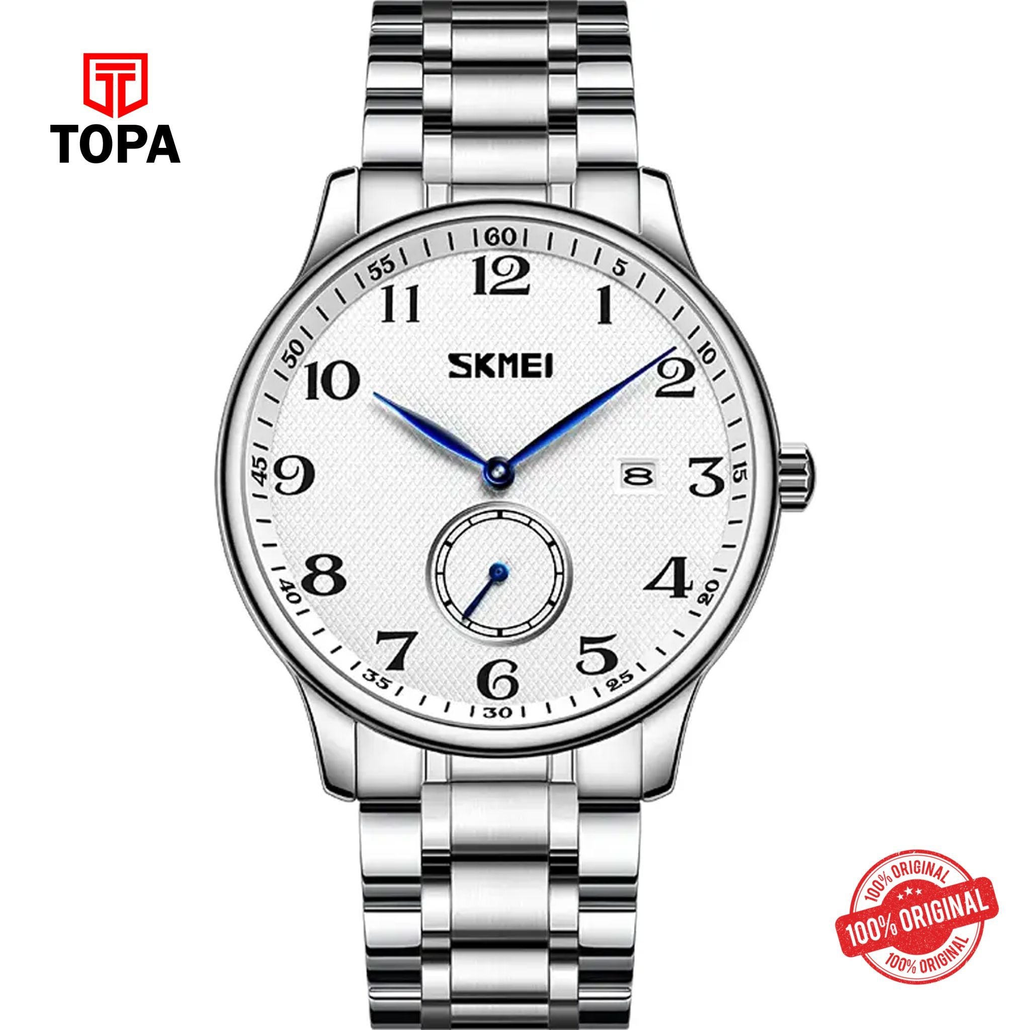 Topa Skmei-9297-CH-WHT-Metal-Band-Men-Watch - Product Image 1