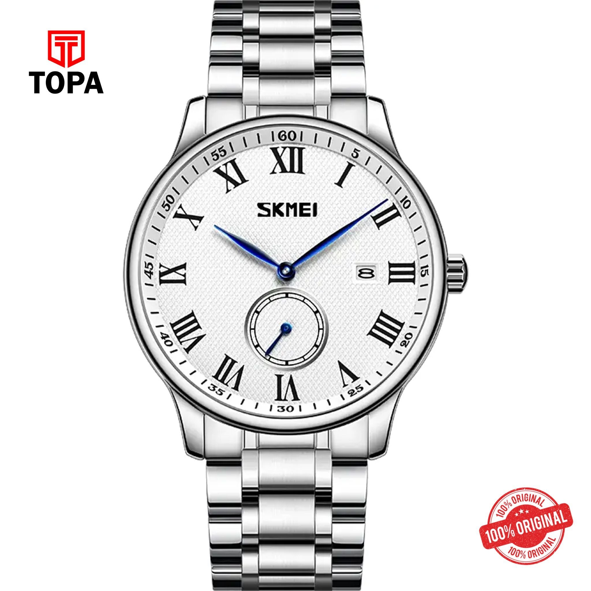 Topa Skmei-9297-CH-WHT-RD-Metal-Band-Men-Watch - Product Image 1
