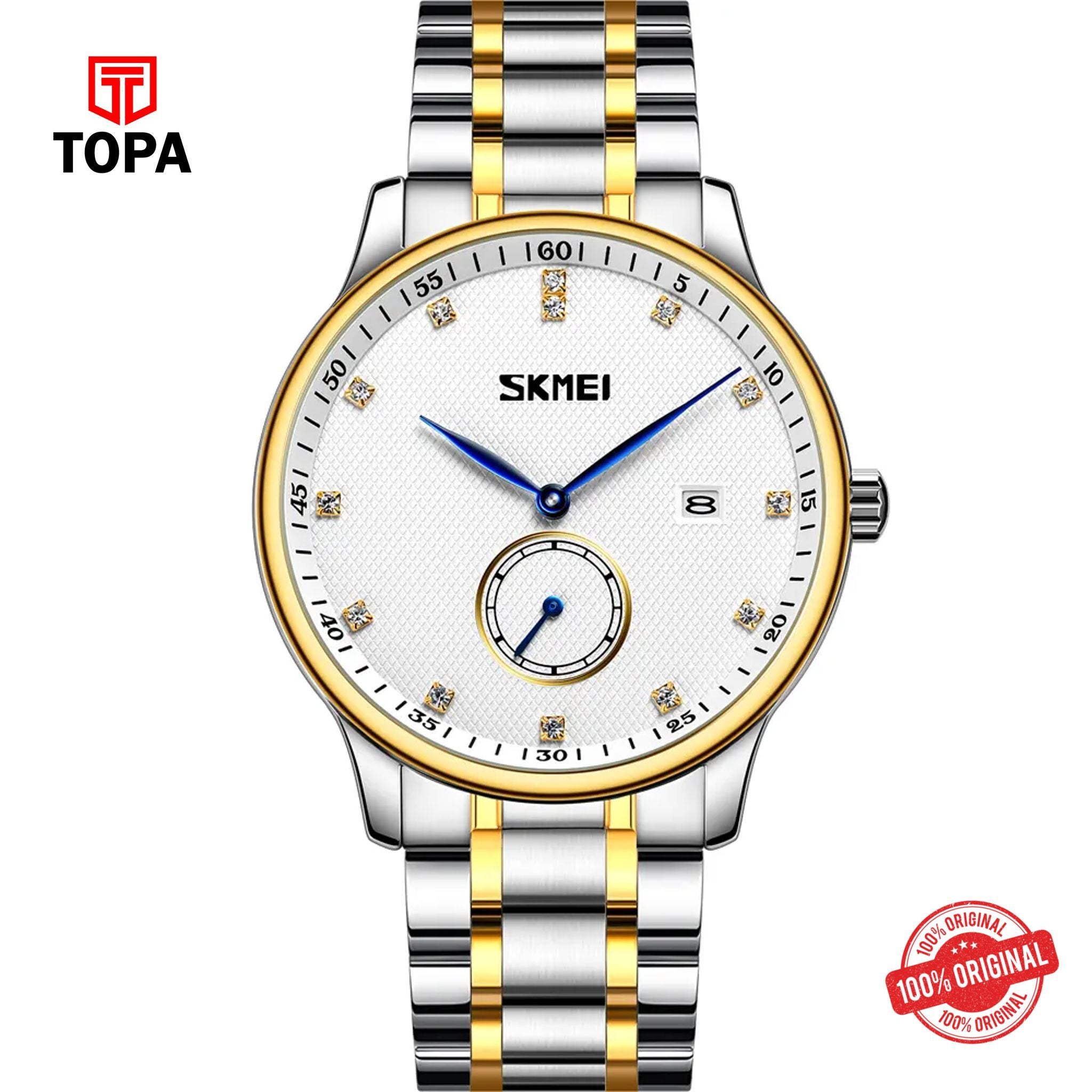 Topa Skmei-9297-TTGLD-WHT-Metal-Band-Men-Watch - Product Image 1
