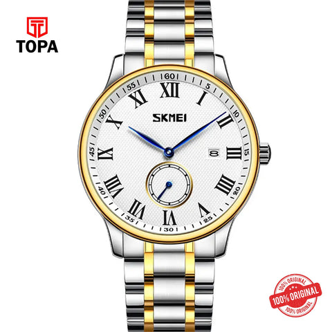Topa Skmei-9297-TTGLD-WHT-RD-Metal-Band-Men-Watch - Product Image 1