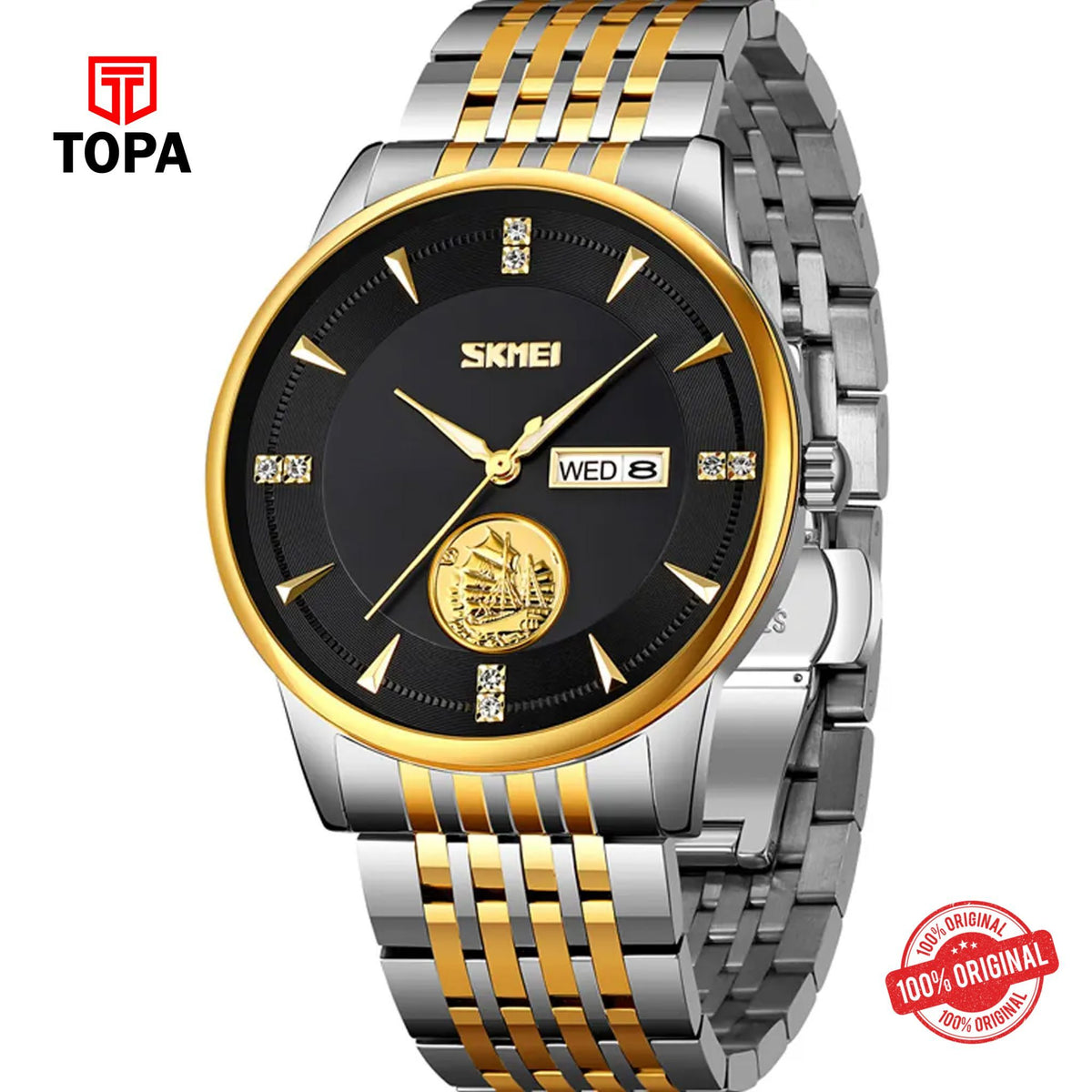 Topa Skmei-9309-TT-BLK-Metal-Band-Men-Watch - Product Image 1