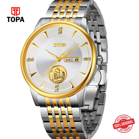Topa Skmei-9309-TTGLD-WHT-Metal-Band-Men-Watch - Product Image 1