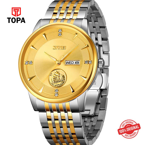 Topa Skmei-9309G-TTGLD-GLD-Metal-Band-Men-Watch - Product Image 1