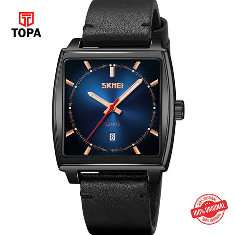 Topa Skmei-9316-G-STP-BLK-BLU-Leather-Band-Men-Watch - Product Image 1