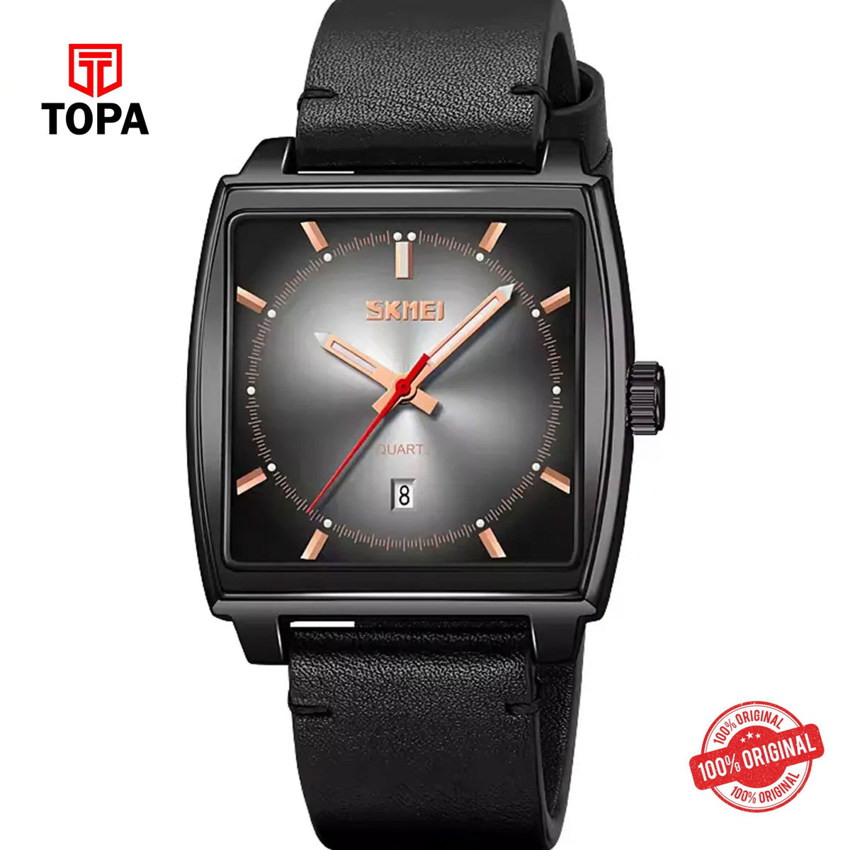 Topa Skmei-9316-G-STP-BLK-GRY-Leather-Band-Men-Watch - Product Image 1