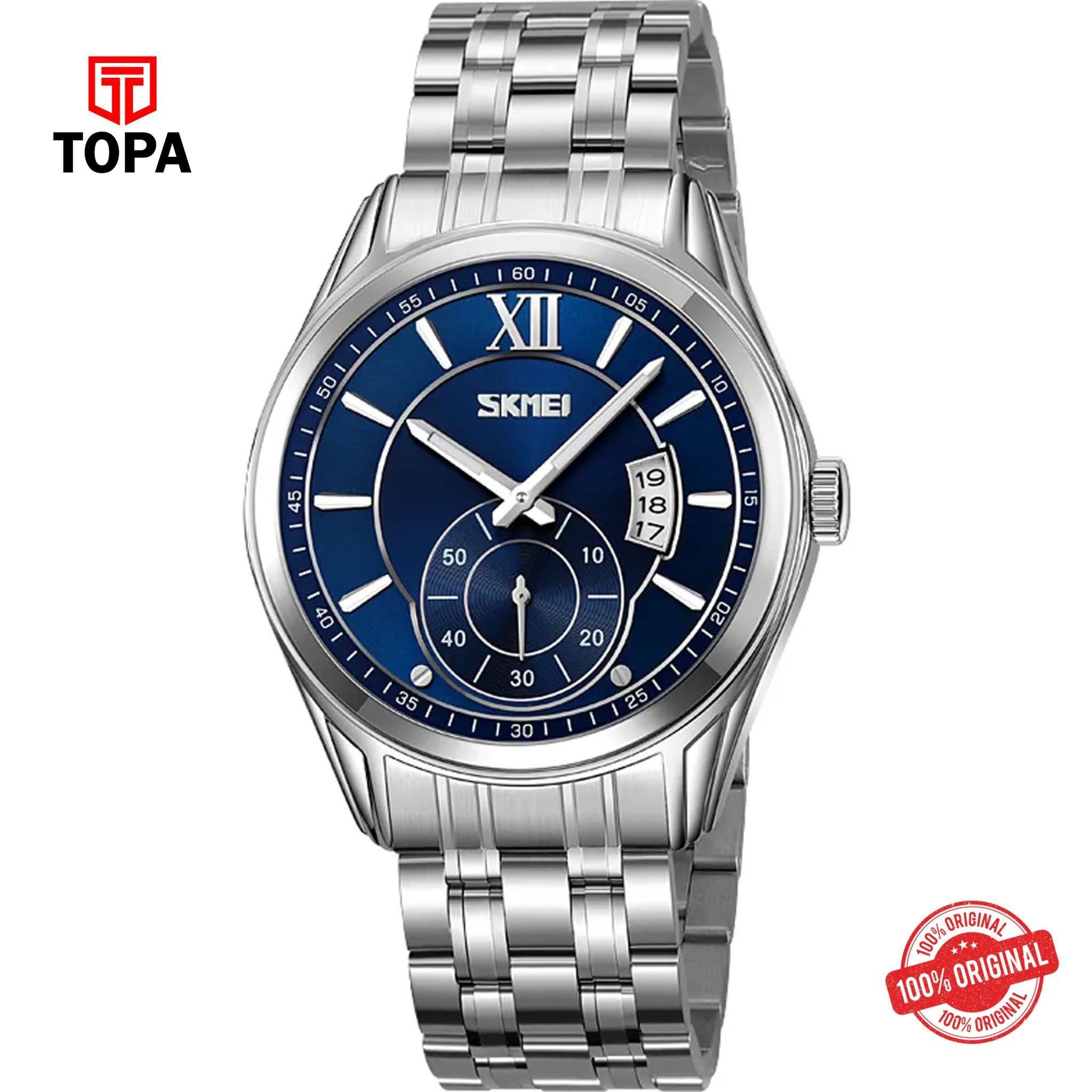 Topa Skmei-9319-G-CH-BLU-Metal-Band-Men-Watch - Product Image 1