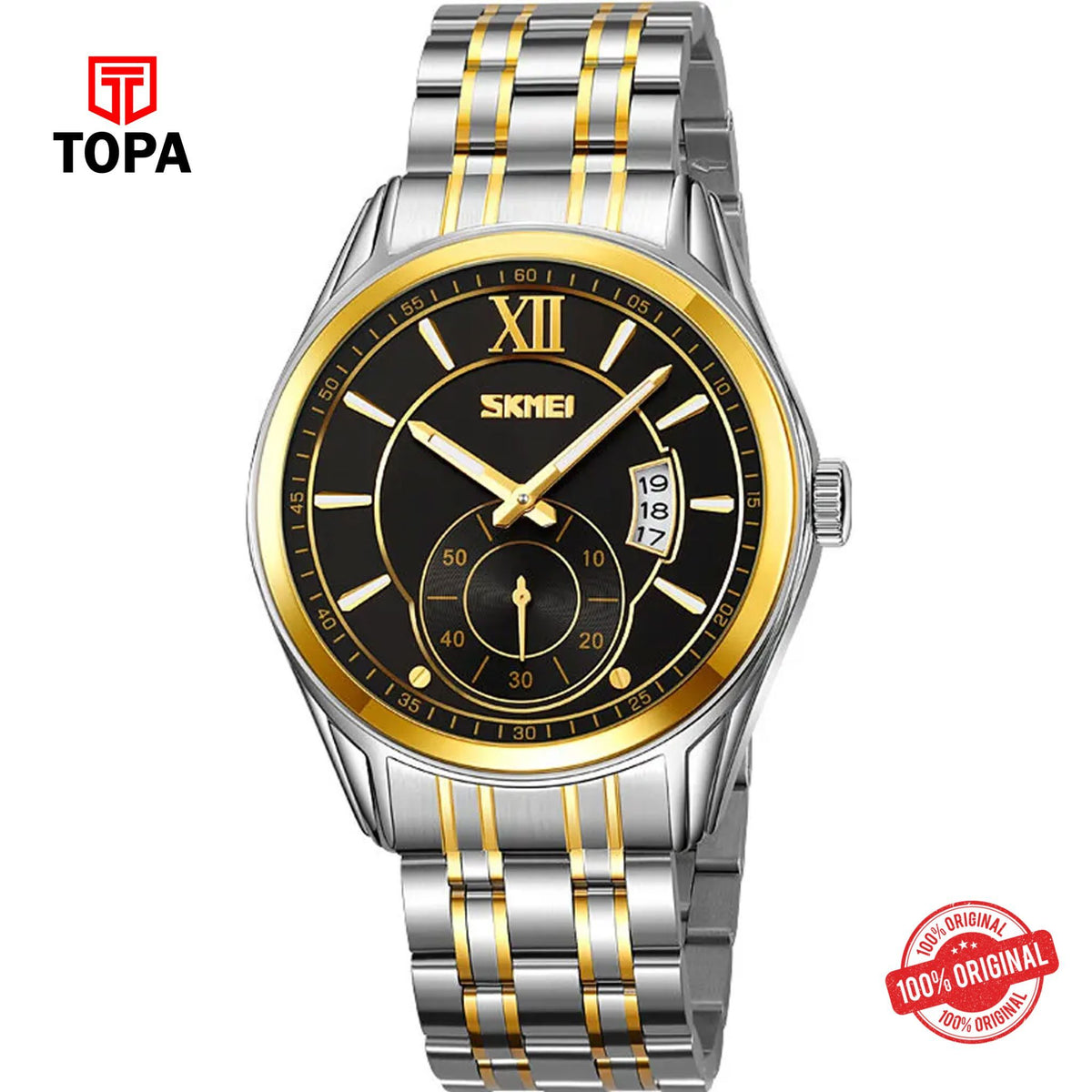Topa Skmei-9319-G-TTGLD-BLK-Metal-Band-Men-Watch - Product Image 1