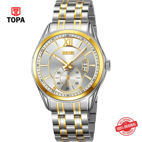 Topa Skmei-9319-G-TTGLD-WHT-Metal-Band-Men-Watch - Product Image 1