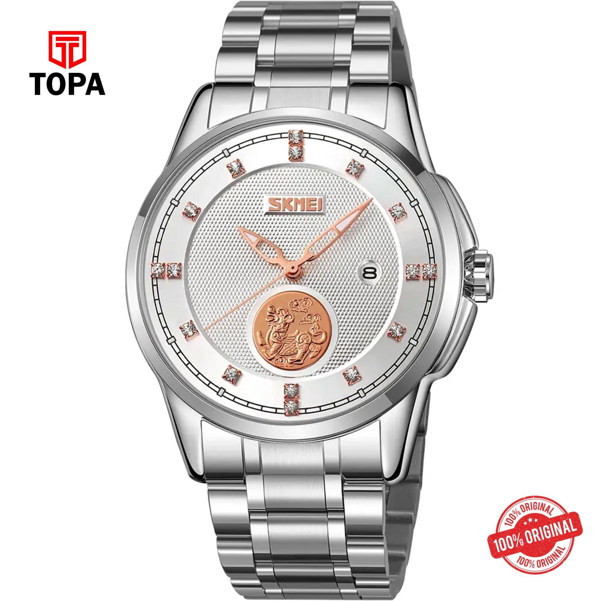 Topa Skmei-9321-G-CH-WHT-Metal-Band-Men-Watch - Product Image 1