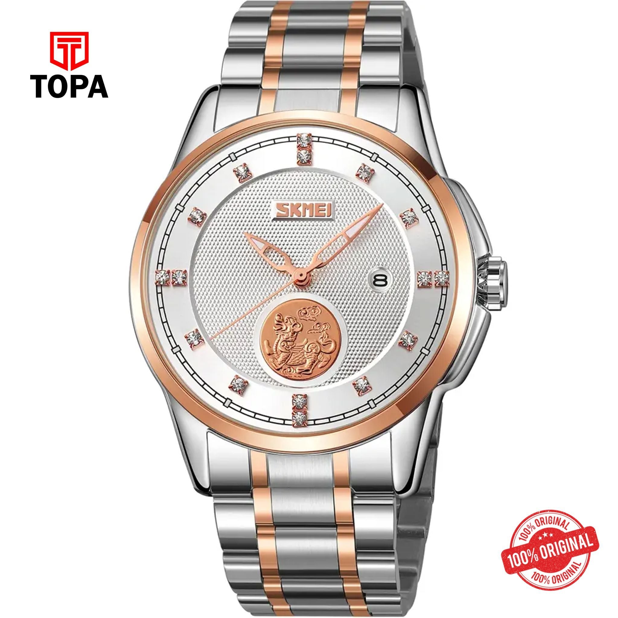 Topa Skmei-9321-G-TTRG-WHT-Metal-Band-Men-Watch - Product Image 1