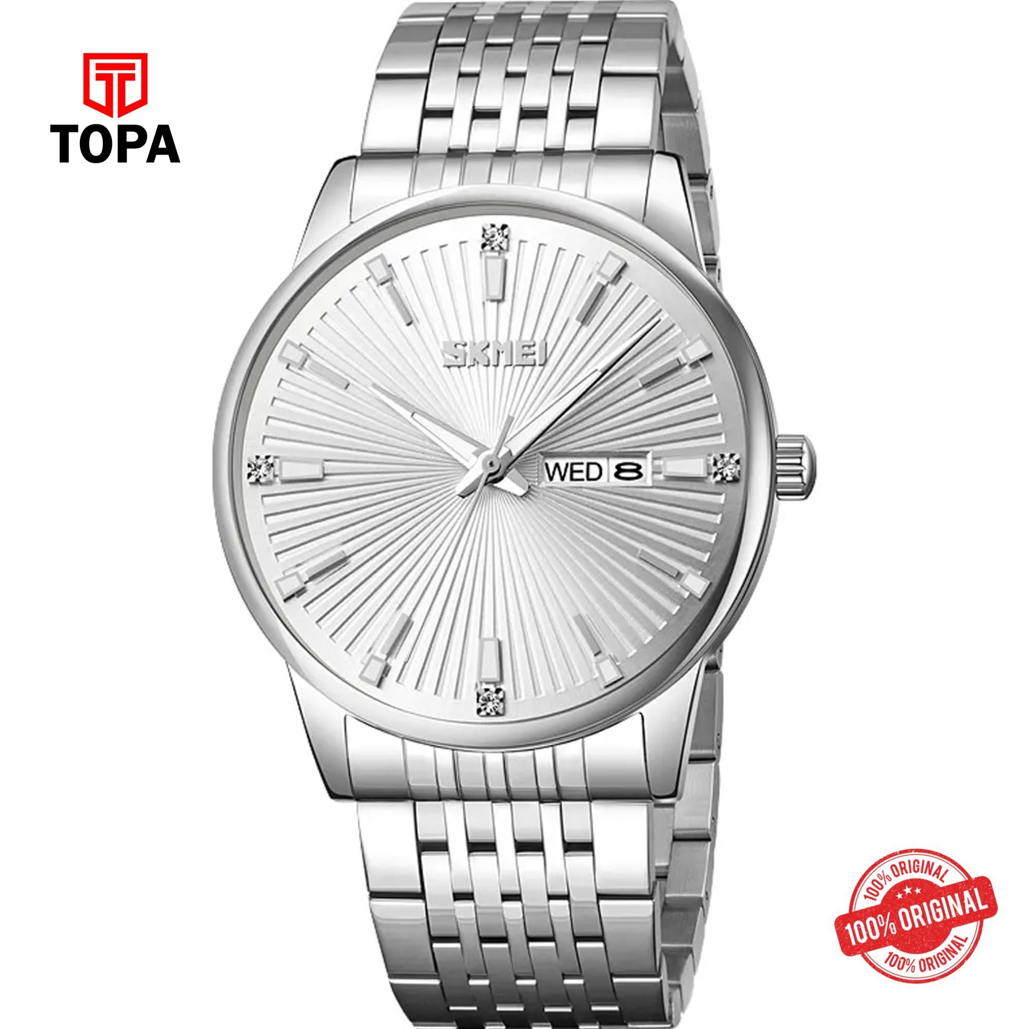 Topa Skmei-9323-G-CH-WHT-Metal-Band-Men-Watch - Product Image 1