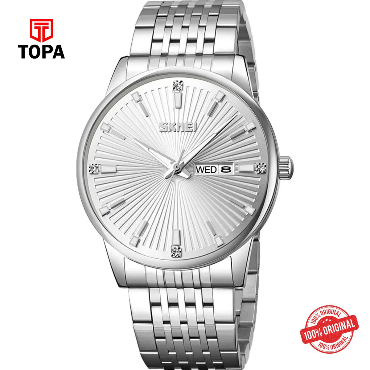Topa Skmei-9323-G-CH-WHT-Metal-Band-Men-Watch - Product Image 1