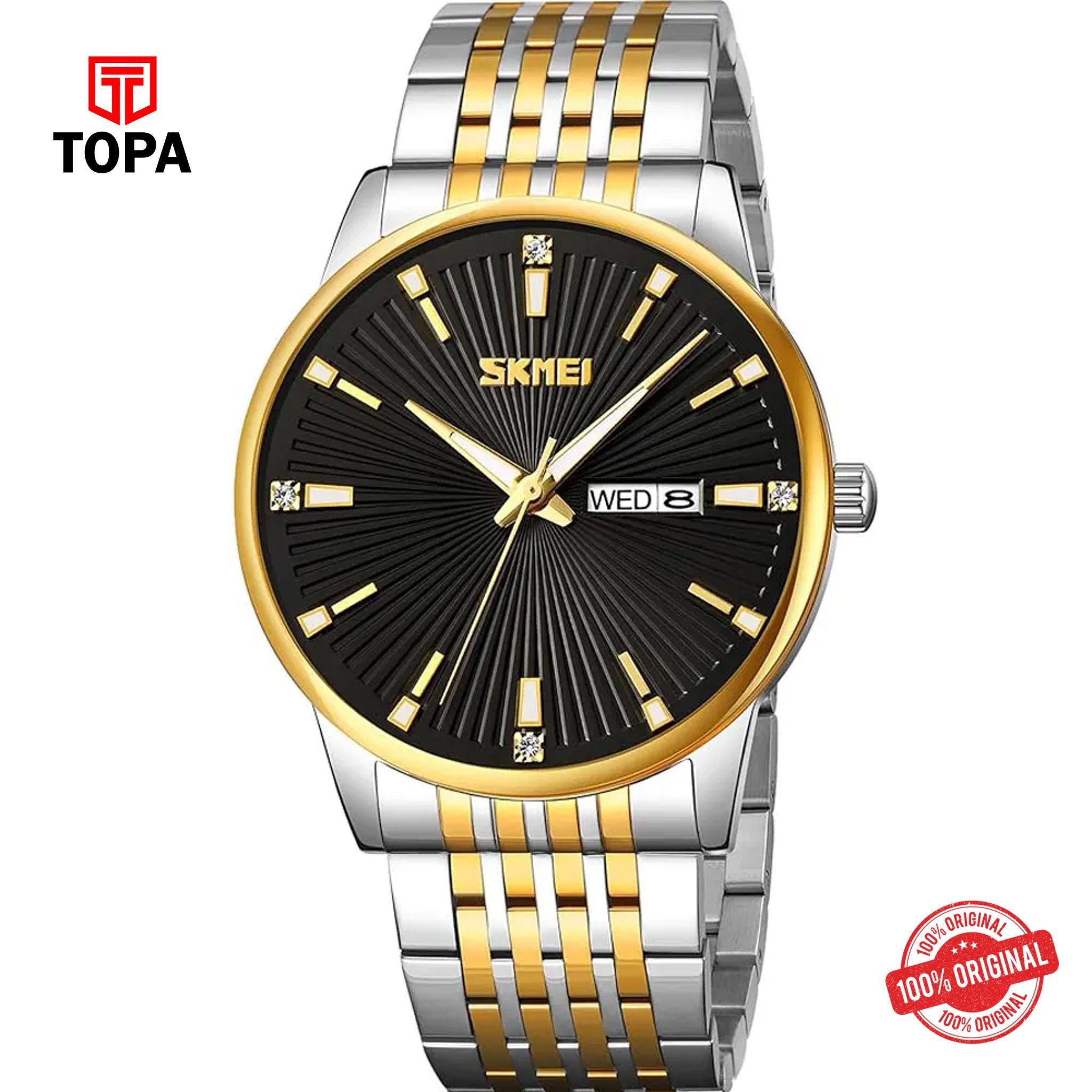 Topa Skmei-9323-TTGLD-BLK-Metal-Band-Men-Watch - Product Image 1