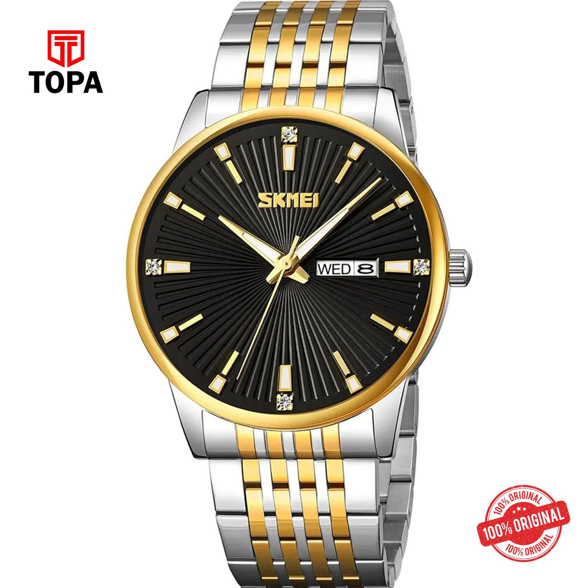 Topa Skmei-9323-TTGLD-BLK-Metal-Band-Men-Watch - Product Image 1