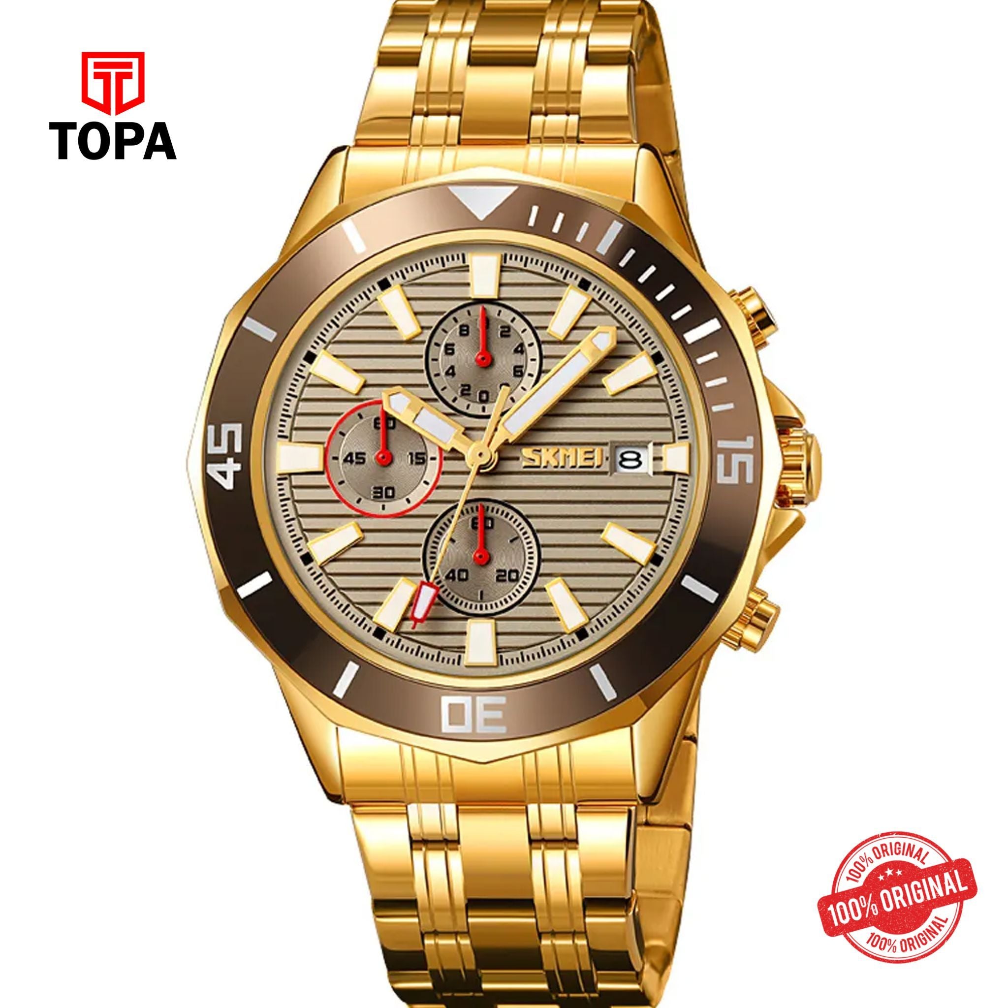 Topa Skmei-9335-G-GLD-GRY-Metal-Band-Men-Watch - Product Image 1