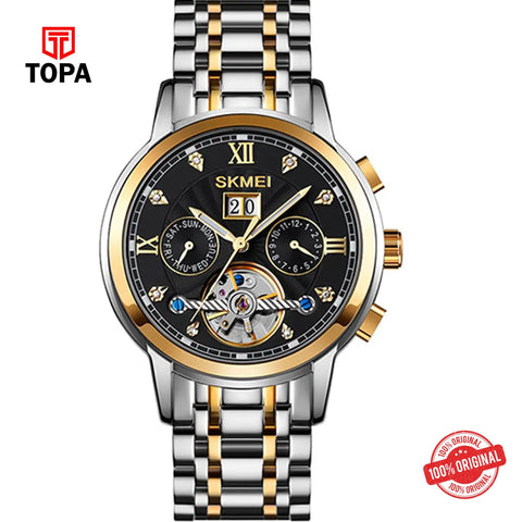 Topa Skmei-M029-G-T.T-GLD-BLK-Metal-Band-Men-Watch - Product Image 1