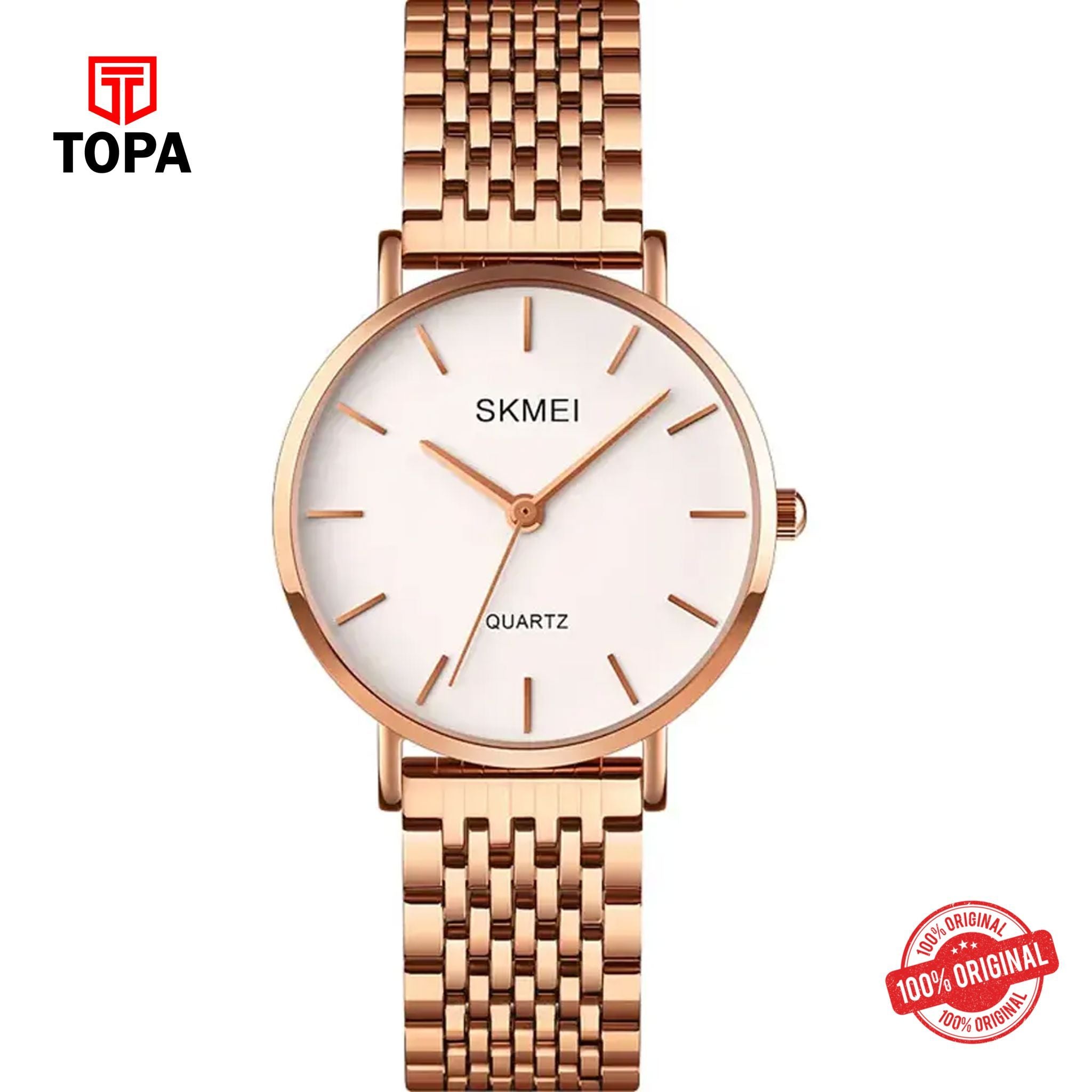 Topa Skmei-Q027-RS-WHT-Metal-Band-Women-Watch - Product Image 1