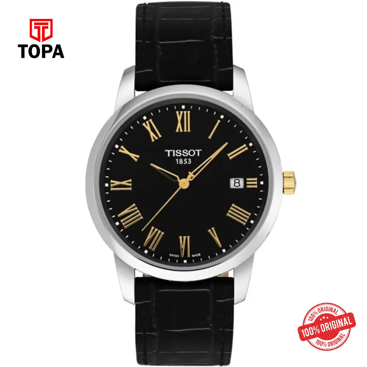 Topa Tissot-T033.410.26.053.01-Leather-Strap-Mens-Watch - Product Image 1