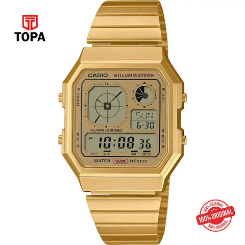Casio A-130WEG-9A Metal Band Unisex Watch - Topa