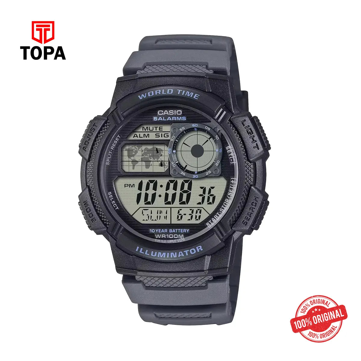 Casio AE-1000W-8AV Digital World Time Sport Watch - Topa