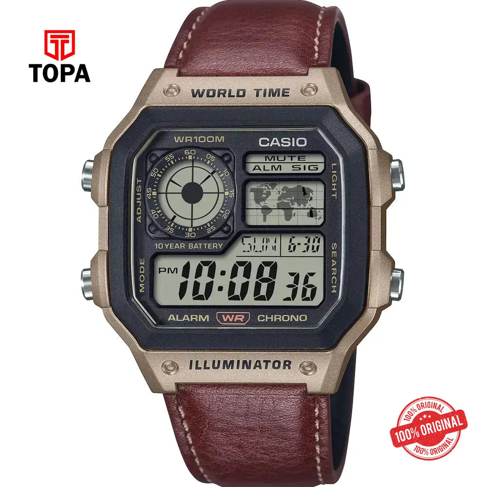 Casio AE-1200WHL-5A Leather Band Men Watch - Topa