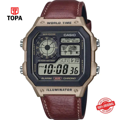 Casio AE-1200WHL-5A Leather Band Men Watch - Topa