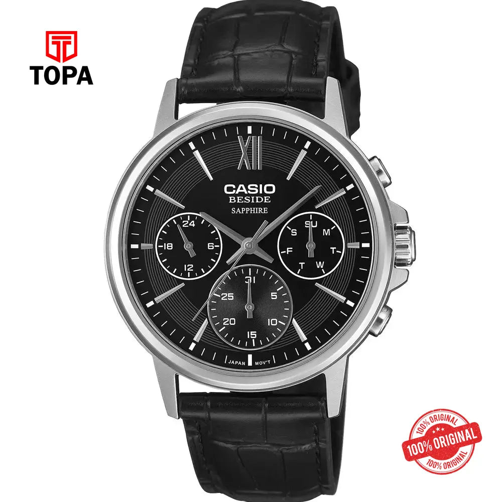 Casio BMS-300L-1A Leather Band Men Watch - Topa