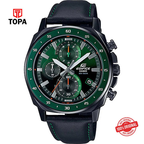 Casio Edifice EFV-600CL-3A Leather Strap Men Watch - Topa